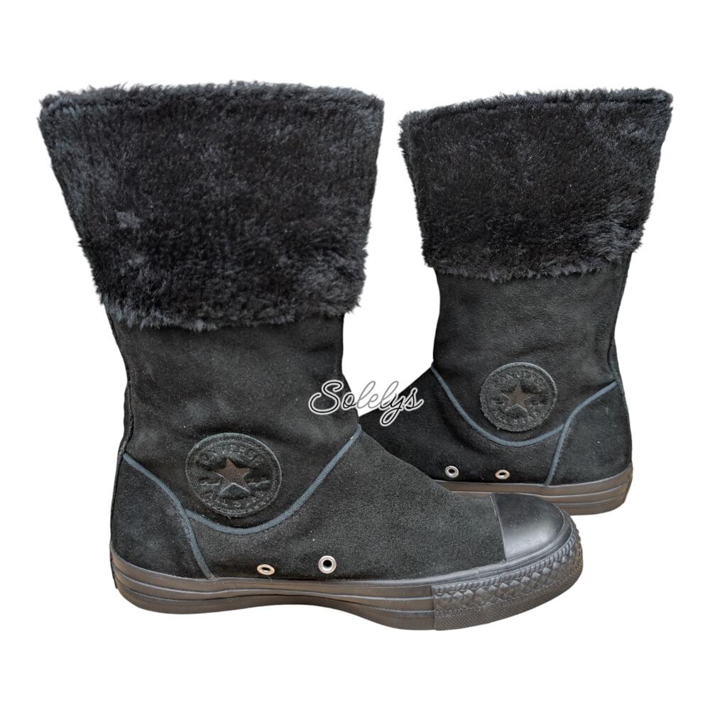 Converse CTAS 2011 Andover XHI Calf High Black Suede Leather Foldover Boot 7 - Picture 8 of 10